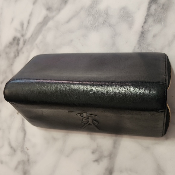 BY 10713 Authentic YSL cassandra Black Leather Long Bifold Wallet - Picture 3 of 13